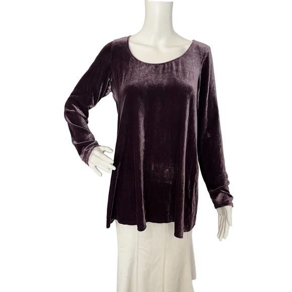 Eileen Fisher Scoop Neck Velvet Long Sleeve Tunic Top Women Size S-XS - Picture 2 of 16